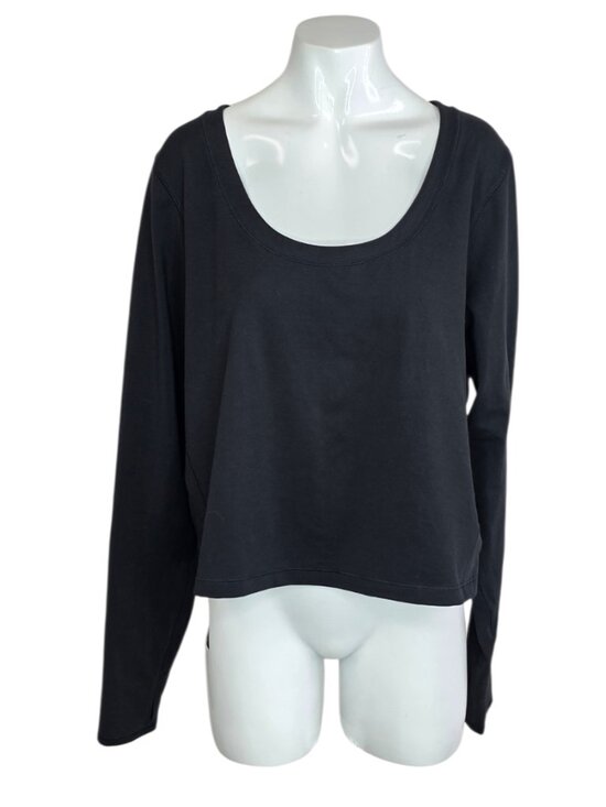 Athleta Tops - Athleta Shanti Top, Long Sleeve, Cropped, Black, Pullover, Soft, Athletic, 2X